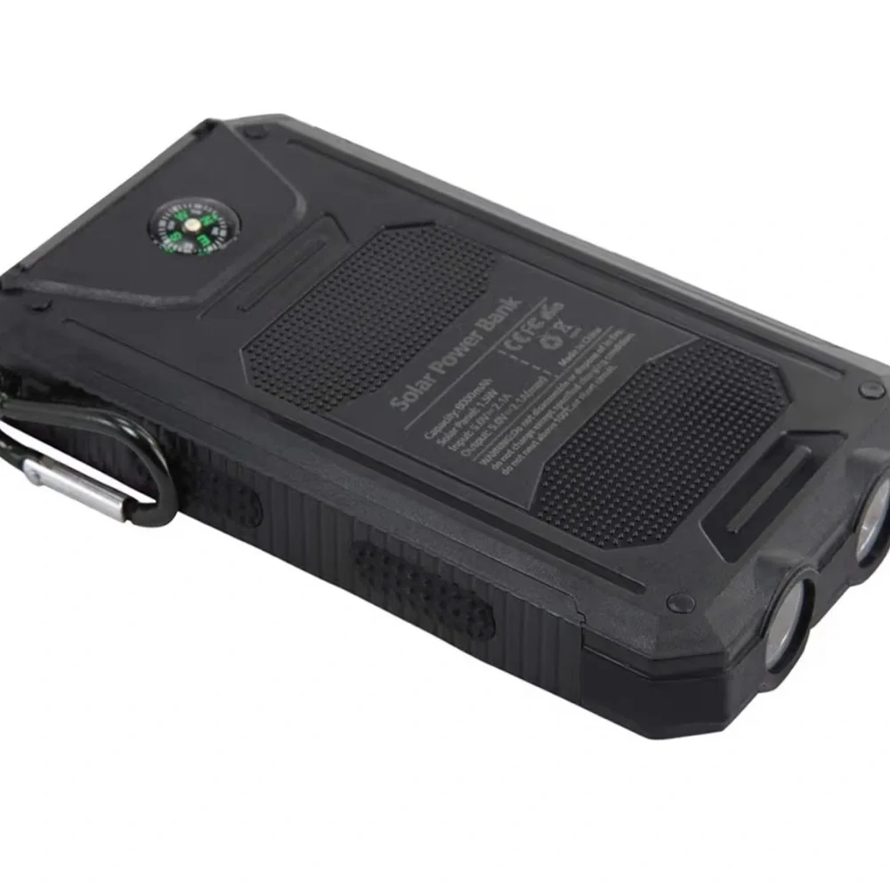 Solar Power Bank 38800 mAh with Flashlight, Dual USB, Waterproof – Black NWT